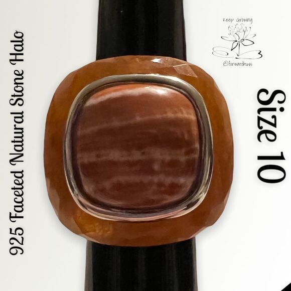 925 Orange Natural Stone Ring Size 10 by Whitney Kelly - Picture 8 of 11